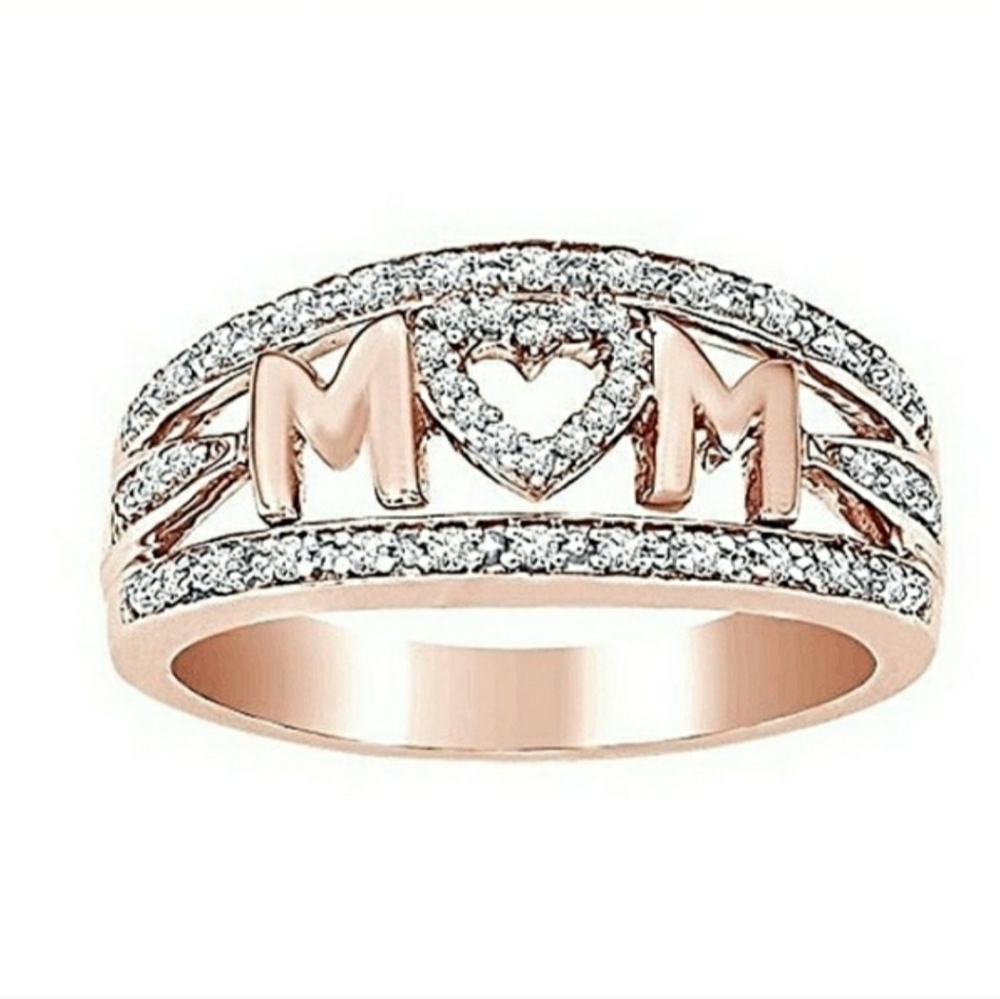 Perfect Gift For Mom! Rose Gold with CZ Accents